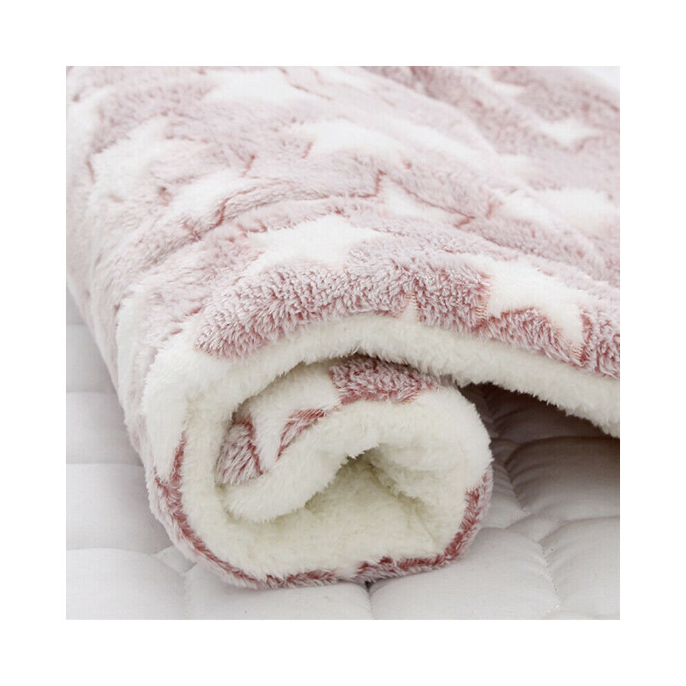 (Pink Star, 49*32cm) Soft Plush Paw Print Pet Dog Puppy Cat Blanket Cat Bed Mat Comfy