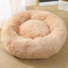 (Light Orange, 40cm) Plush Donut Pet Bed For Dogs & Cats | Dog Basket