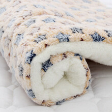 (Yellow Star, 69*52cm) Soft Plush Paw Print Pet Dog Puppy Cat Blanket Cat Bed Mat Comfy