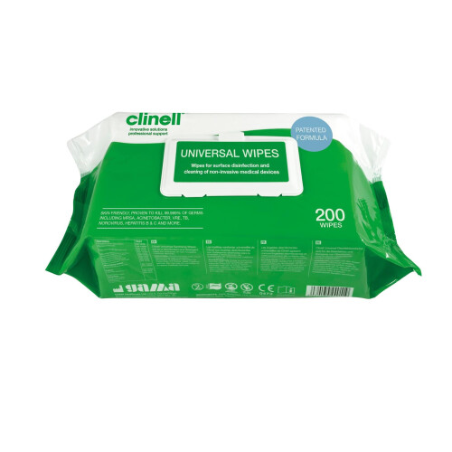 Clinell Clinell Universal Sanitising Wipes, Pack of 200
