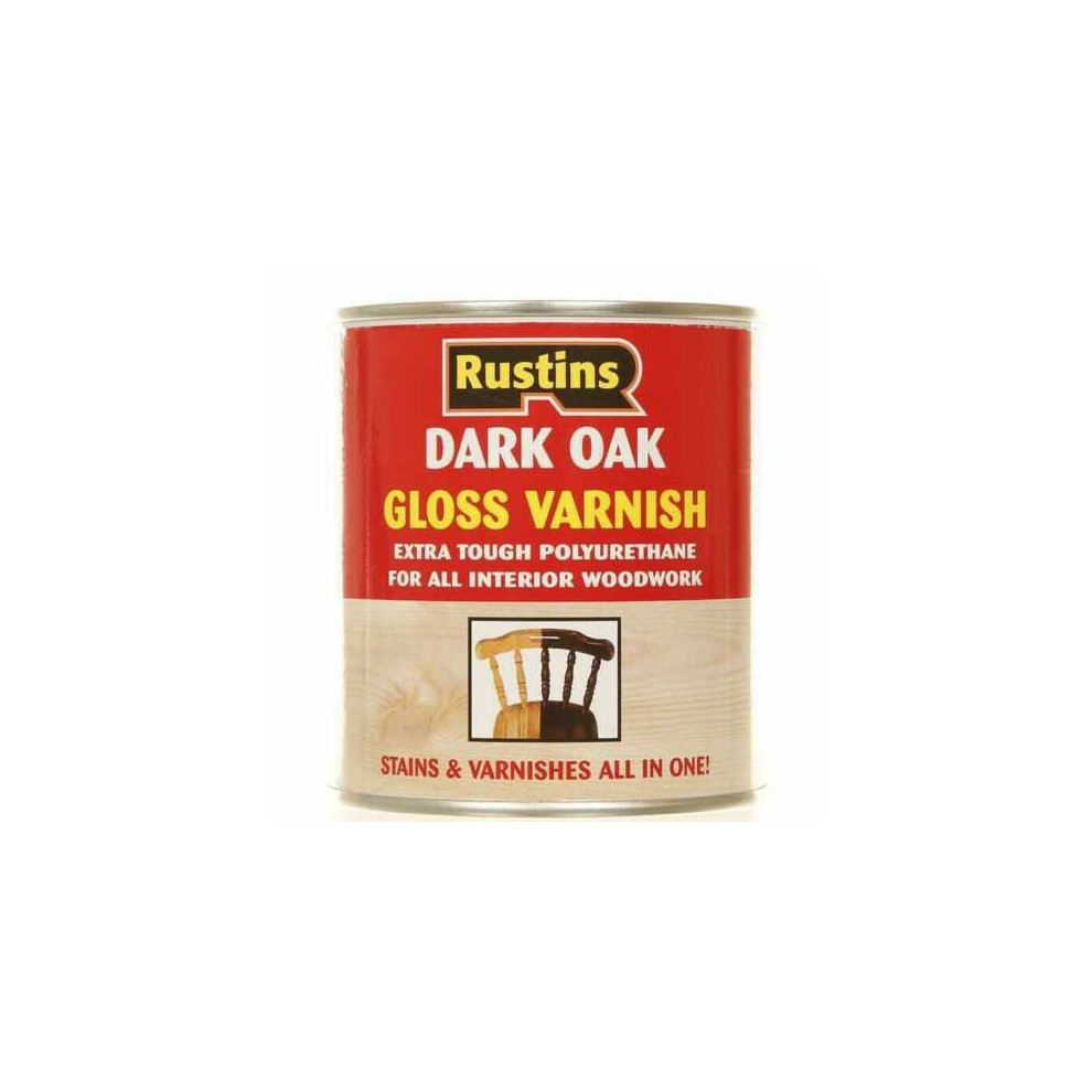 Rustins Polyurethane Gloss Varnish 500ml Dark Oak