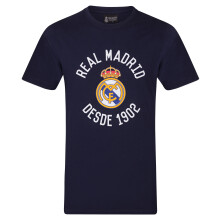 (Navy Blue, 3XL) Real Madrid Official Football Gift Mens Graphic T-Shirt