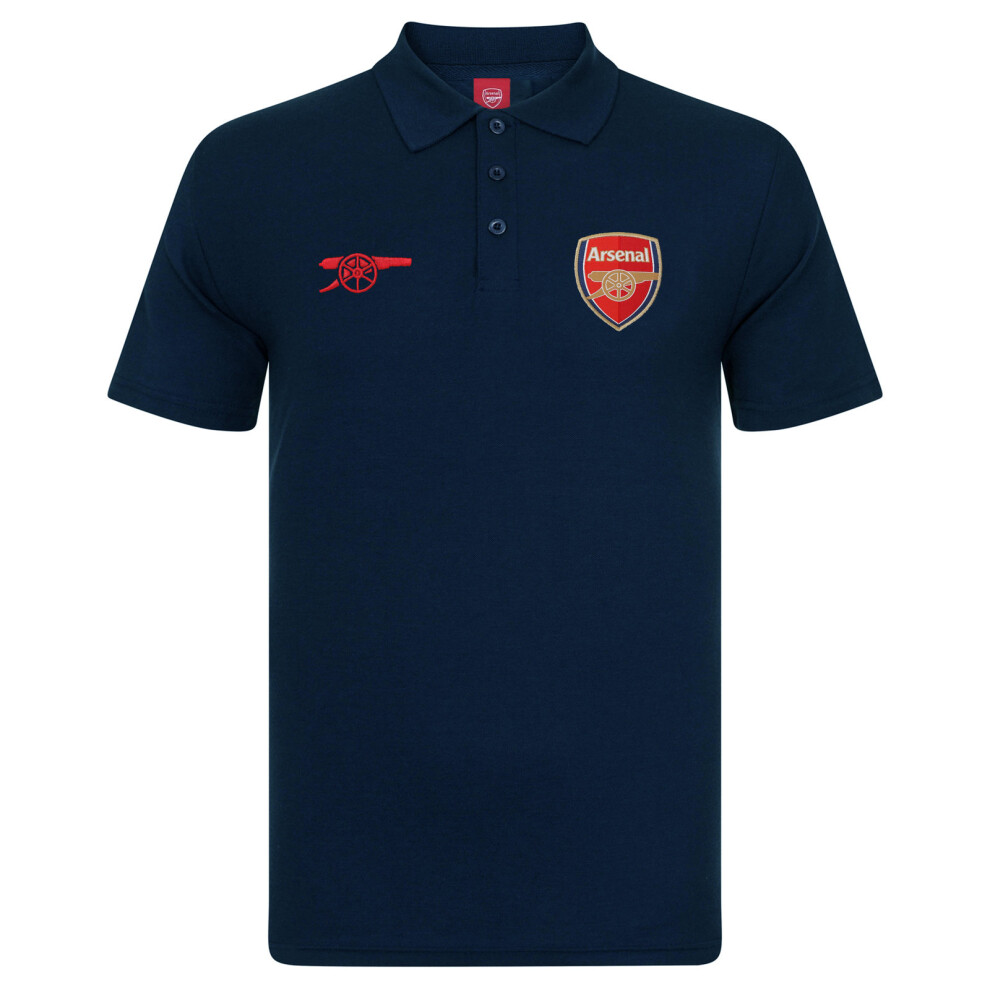 (Navy Blue, Large) Arsenal FC Official Football Gift Mens Crest Polo Shirt