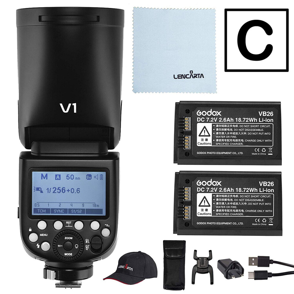 Godox Strobe Light V1-Canon Round Head Camera Flash Speedlite Kit For Portrait Photography