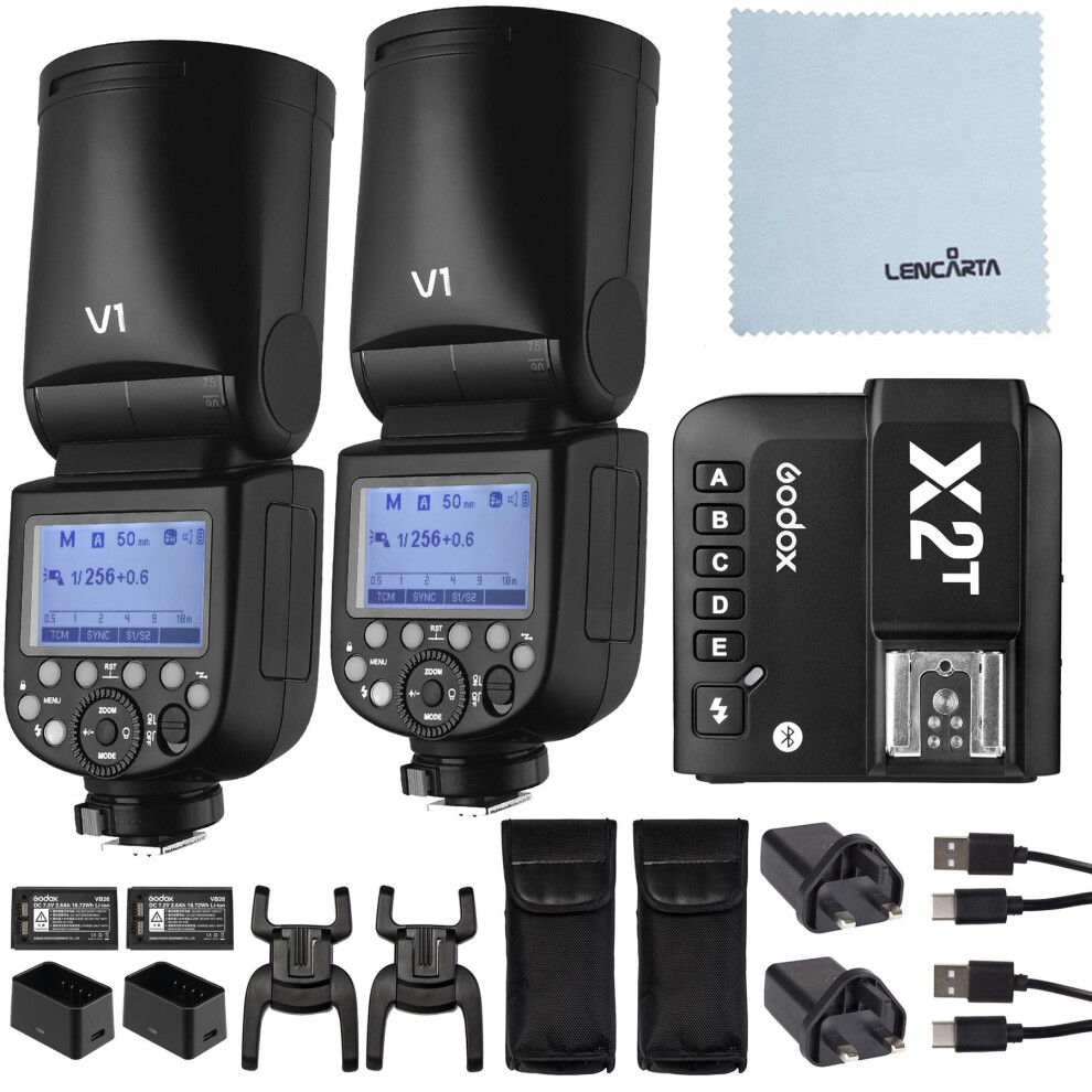 Godox Flash Strobe V1-Nikon Camera Speedlite Round Head with X2T Wireless Transmitter