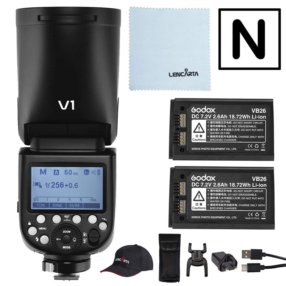 Godox Strobe Light V1-Nikon Round Head Camera Flash Speedlite Kit For Portrait Photography