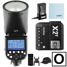 Godox Flash Strobe V1-Olmypus Camera Speedlite Round Head with X2T Wireless Transmitter