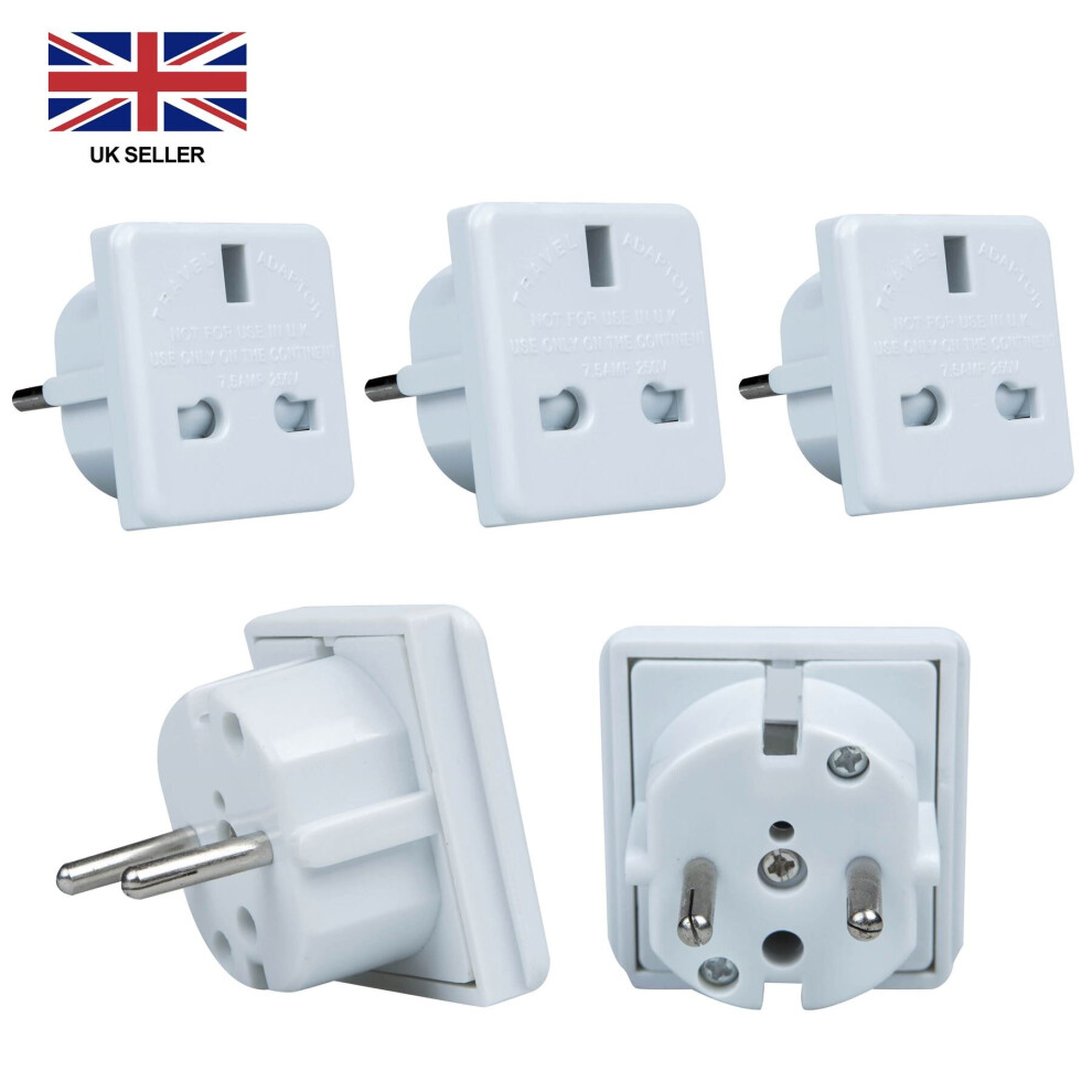 Lencarta Travel Adapter Converts EU To UK Europe/European Travel Converts EU Countries