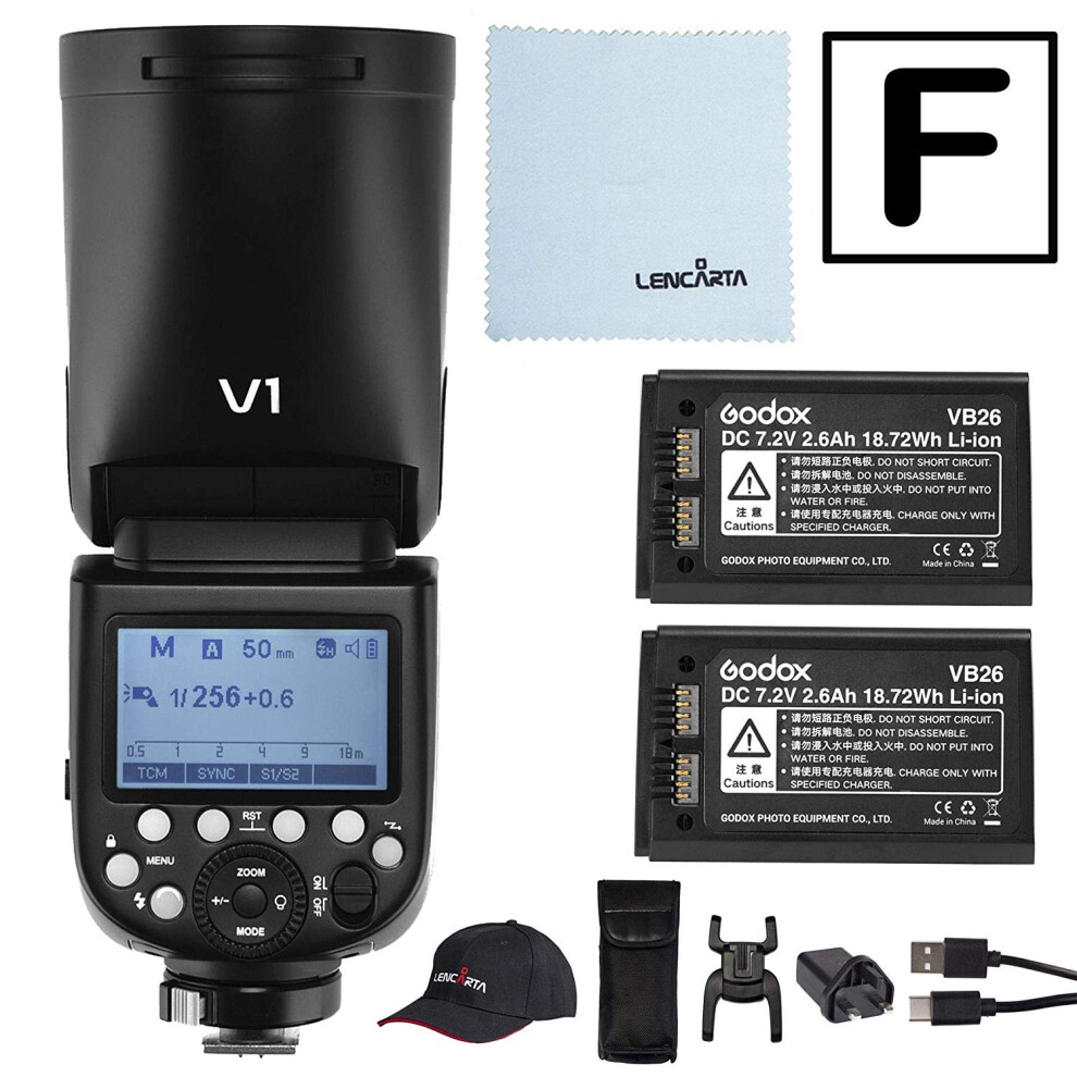 Godox Strobe Light V1-Fuji Round Head Camera Flash Speedlite Kit For Portrait Photography