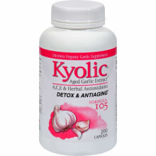 Kyolic, Extrait d'Ail Vieilli, Détox & Anti-Âge, Formule 105, 200 Capsules