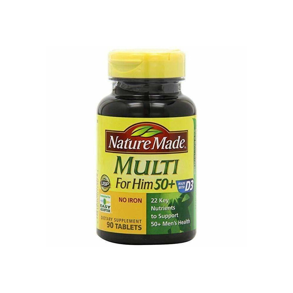 Nature Made Multi For Him 50+ Multiple Vitamin & Mineral Supplement 90 Tabs