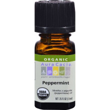 Aura Cacia, Bio-Reines Ätherisches Öl, Pfefferminze, 0,25 fl oz (7,4 ml)