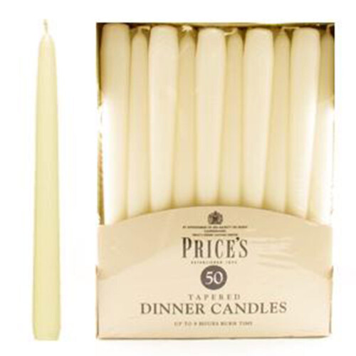 Price's Tapered Ivory Candles 25cm - 1x50x25cm