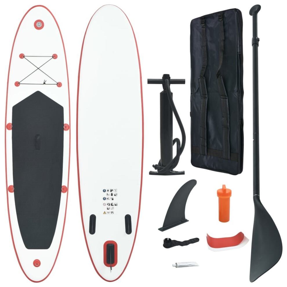 6pc vidaXL Stand Up Paddle Board Set - Red & White