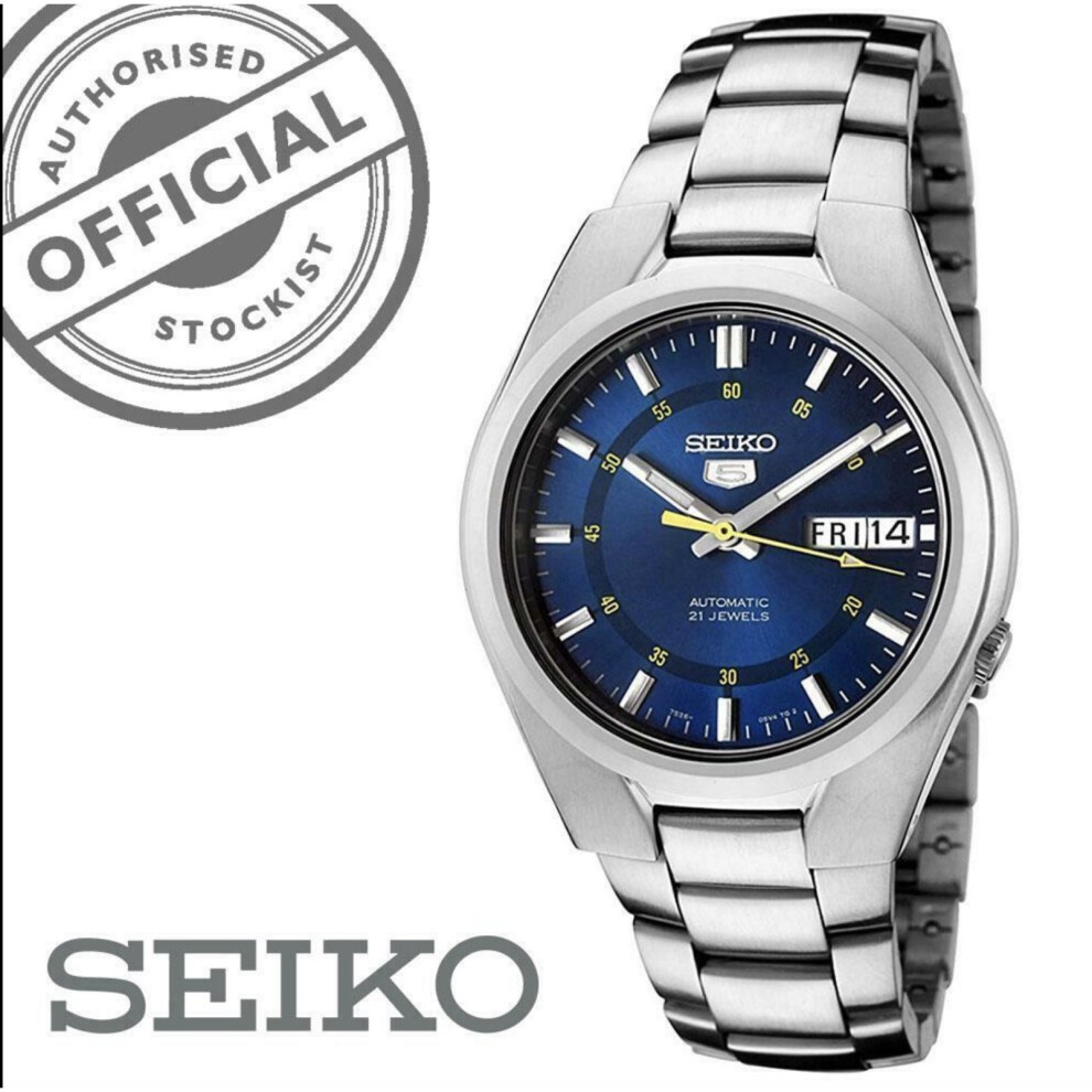 Seiko 5 Automatic Stainless Steel Blue Dial 37mm Mens Watch SNK615K1