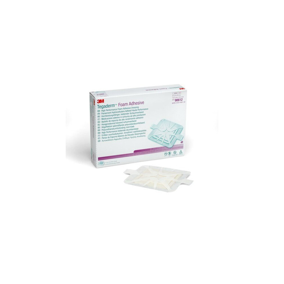 Box of 10 Tegaderm Foam Adhesive Dressing 14.3cm X 14.3cm.