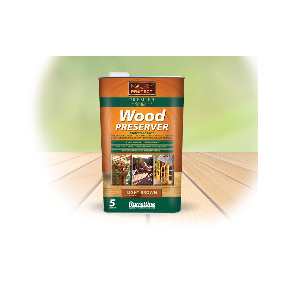 (5 Litre) 1L&5L Barrettine Premier Wood Preserver Stain Paint Decking Shed Fence Treatment 5015861003898