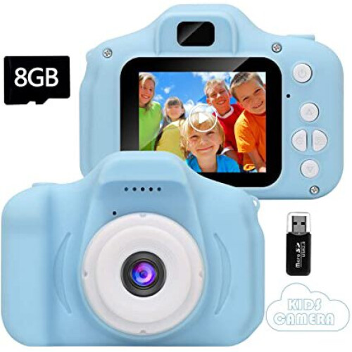 (Bleu) Caméra pour enfants, Mini caméra numérique rechargeable pour enfant