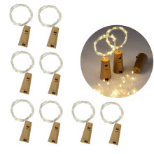8 Pack Cork LED Bottle Lights, 20 LEDs, 2m RGB Copper Wire Fairy Lights for Bottles - Romantic Decor