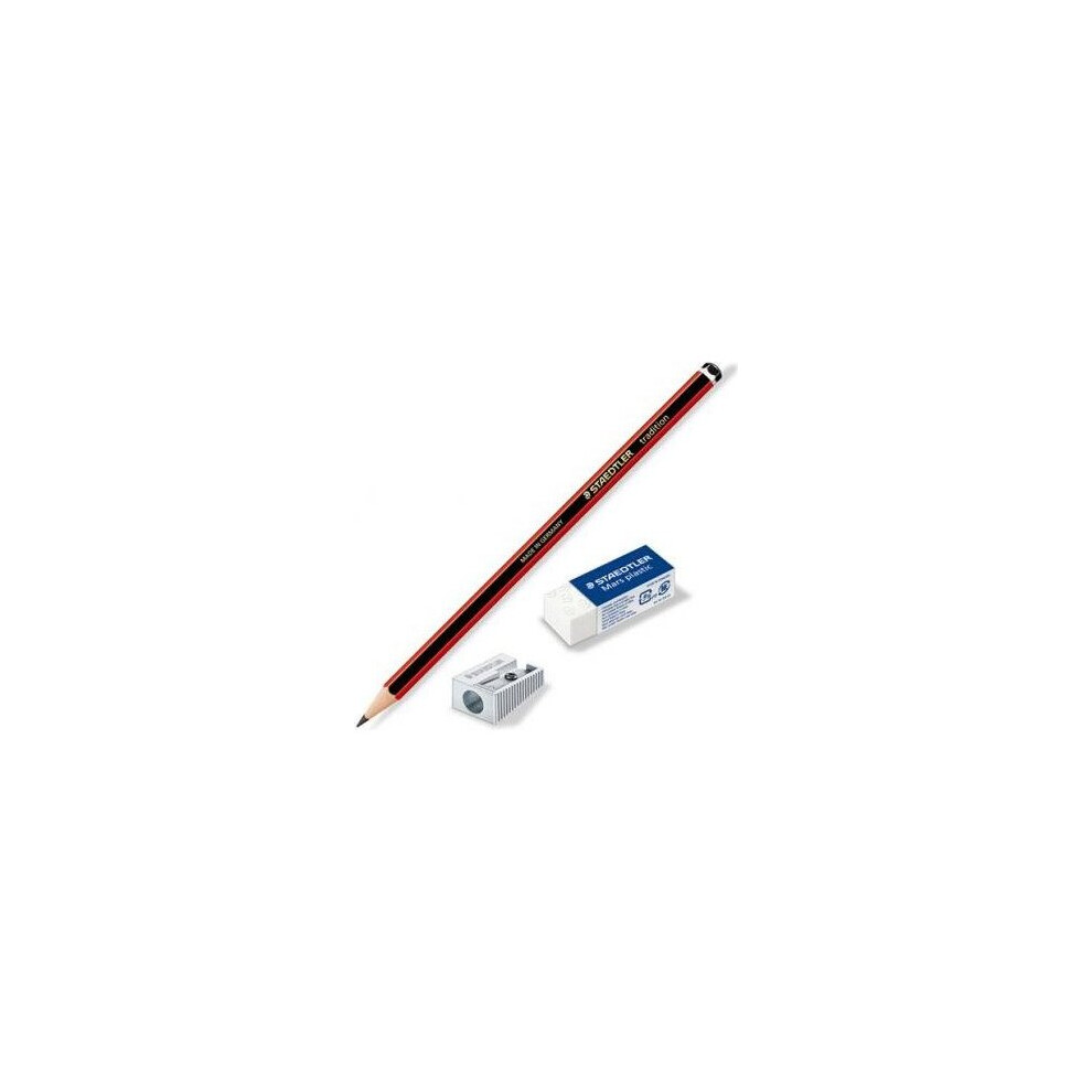 Staedtler Tradition Sketching Pencil with Eraser & Sharpener Pack of 6