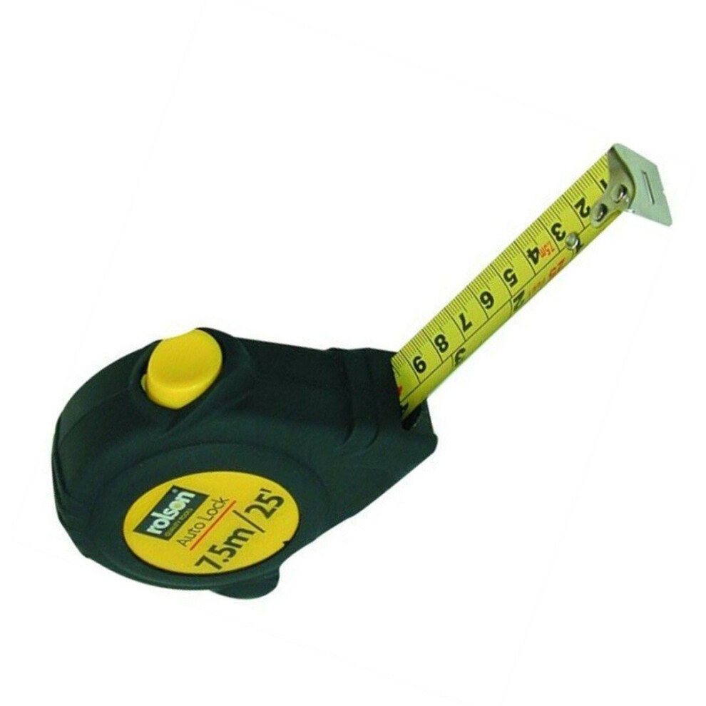 Tape Measure 7.5M 24Ft Lockable Hard Wearing Measure 7.5m x 25mm Rolson 50567