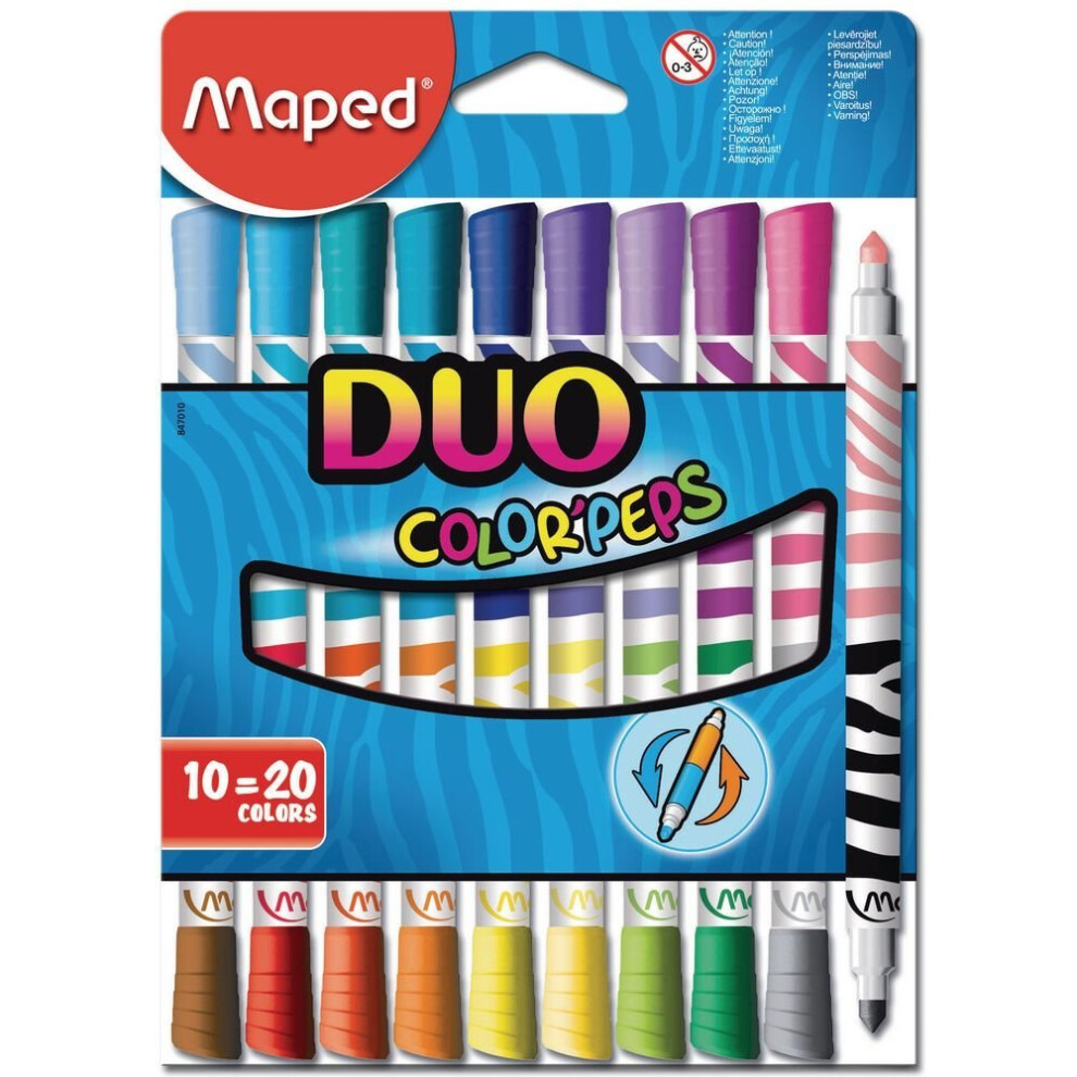 Helix Maped Color Peps Duo Colour Felt Tips Colouring Pens Pack of 10