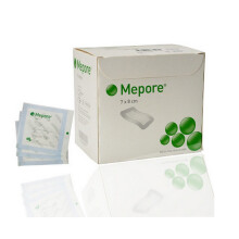 Mepore Dressing 7cm x 8cm, Pack of 55, Absorbent Low-Adherent Wound Dressing with Skin-Friendly Adhesive