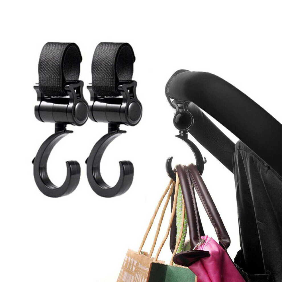 2X Baby Hanger Bag Stroller Hooks Pram Rotate 360 Cart Hook Accessories