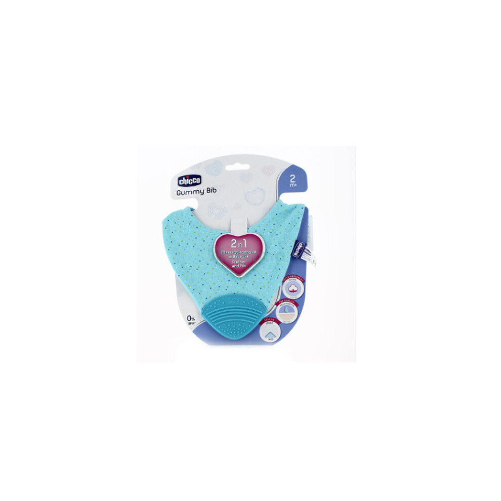 Chicco Gummy Bib Teething Ring with Bib 2 In 1 Blue 2m+