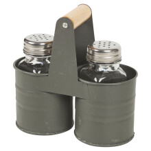 Salt And Pepper Shaker Pot Set Glass Kitchen Pub Screw Cap In Holder
