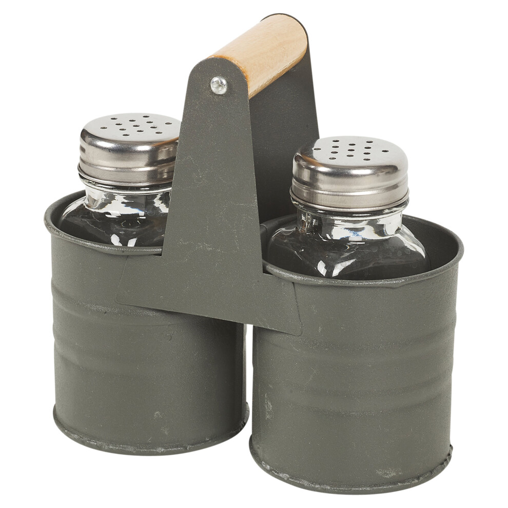Salt And Pepper Shaker Pot Set Glass Kitchen Pub Screw Cap In Holder