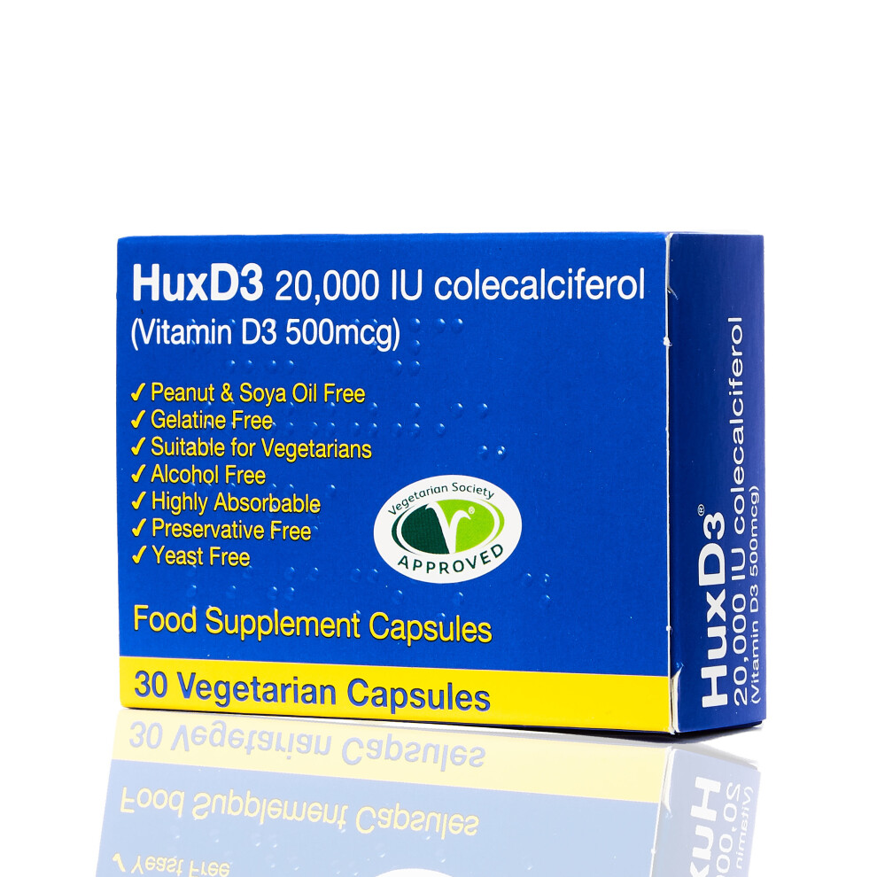 (30 Vegetarian Caps ) Hux D3 20,000 Iu Colecalciferol