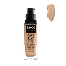 NYX PROFESSIONAL MAKEUP Can't Stop Won't Stop Foundation, 24h Full Coverage Matt Finish - True Beige