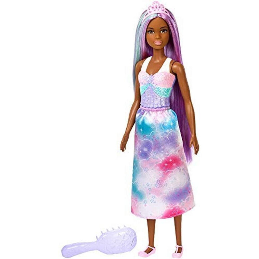 Barbie Doll FXR95 Rainbow Princess Look with Extra-Long Purple and Blue Hair and Hairbrush