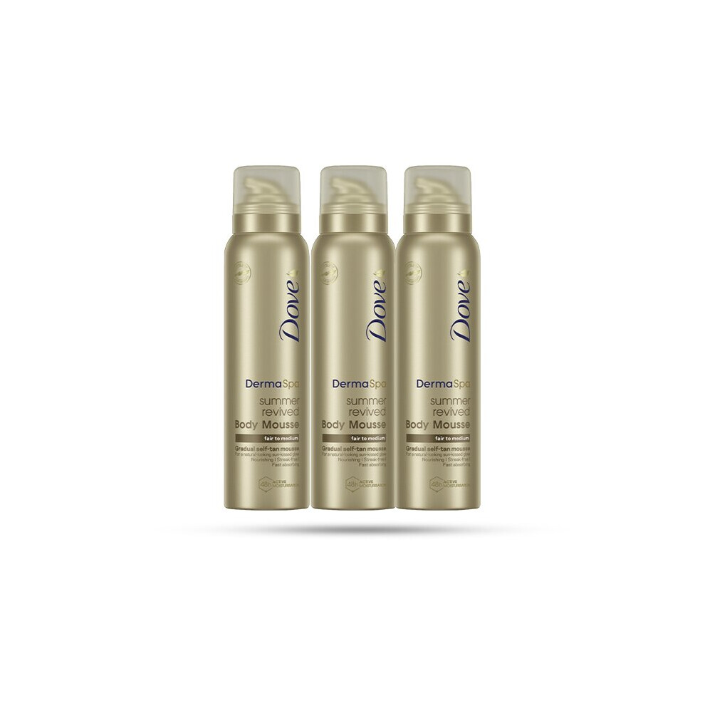 Dove (Fair To Medium Skin-3Pk) Dermaspa Summer Revived Skin Mousse, 3/6 Pk