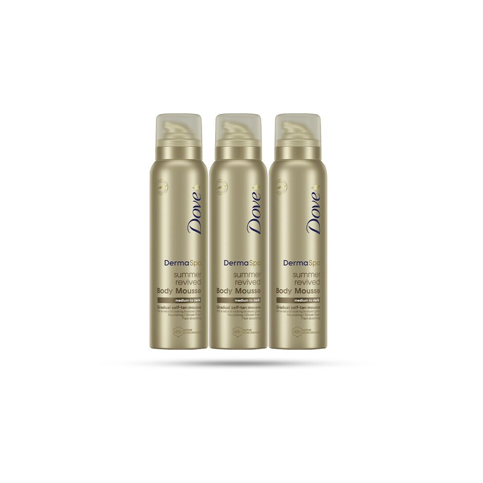 (Medium to Dark Skin-3Pk) Dove DermaSpa Summer Revived Skin Mousse, 3/6 Pk