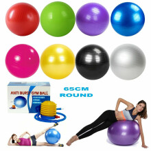 (Silver) 65cm Exercise Gym Ball Yoga Pregnancy Birthing Anti-Burst With Pump