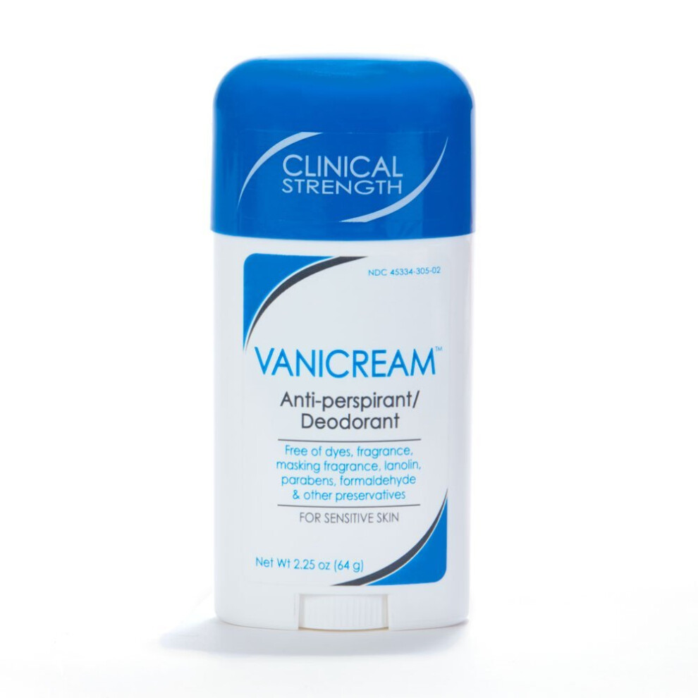 Vanicream Anti-Perspirant Deodorant | Clinical Strength, 24-Hour Protection | Fragrance And Gluten Free | For Sensitive Skin | 2.25 Ounce