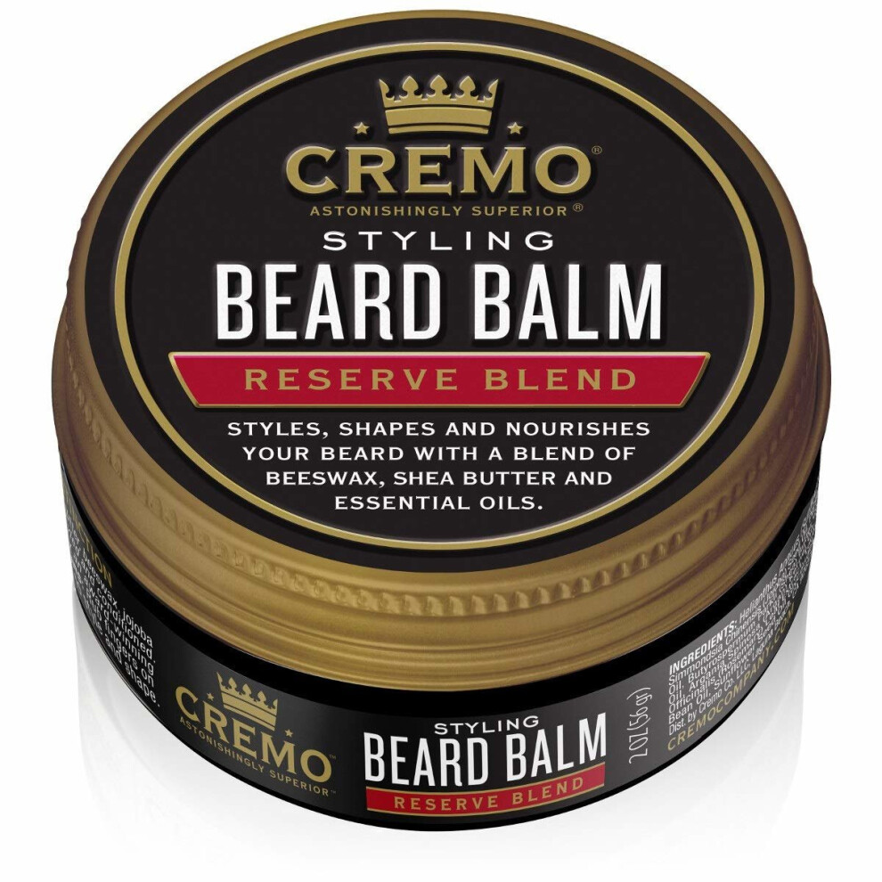 Cremo Reserve Blend Beard Balm, Nourishes, Shapes, and Moisturizes All Lengths of Facial Hair, 2 Ounces