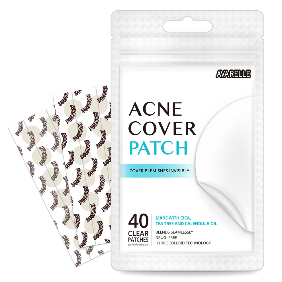 Avarelle Acne Absorbing Cover Patch Hydrocolloid, Tea Tree, Calendula Oil, CICA (40 ROUND PATCHES)