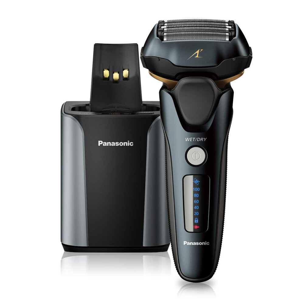 Panasonic Arc5 wet/Dry Electric Shaver and Trimmer for Men, 16-D Flexible Pivoting Head and Auto Cleaning and Charging System, ES-LV97-K, Black