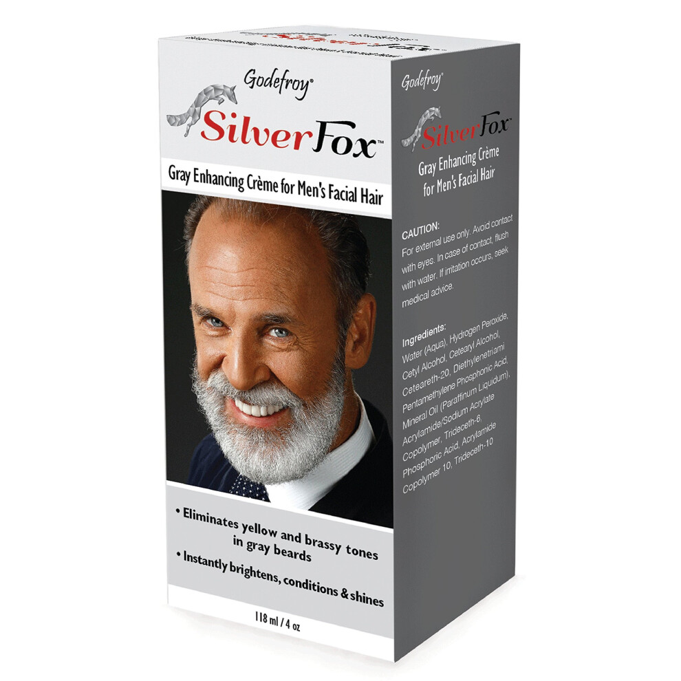 Godefroy Silver Fox Men's Silver And Gray Beard Brightener For Caucasian Hair Types, 3 Fluid Ounce