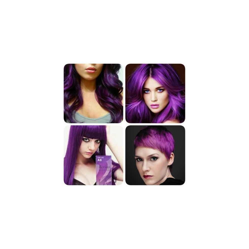 Teinture Permanente Professionnelle Berina - Cr?me Colorante Violet Pourpre A6, Brillance Intense et Couverture Parfaite des Cheveux