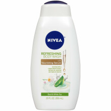 NIVEA Gel Doccia Rinfrescante Basilico e Tè Bianco con Siero Nutriente, 20 Fl Oz
