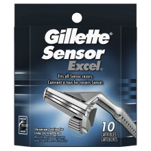Gillette Sensor Excel Ricariche per rasoi da uomo, 10 pezzi