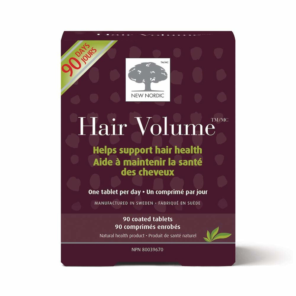 New Nordic Hair Volume, 90 Tablets Hair Growth Supplement, Biotin And Naturally Sourced Ingredients, Helps Reduce Hair Shedding