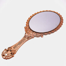 XPXKJ Hand Mirror Vintage Handheld Mirror with Handle Vanity Makeup Mirror Travel Mirrors (Oval, Rose Gold)