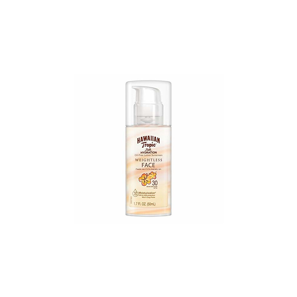 Hawaiian Tropic Silk Hydration Weightless Sunscreen Face Lotion, Broad-Spectrum Protection, SPF 30, 1.7 Ounces