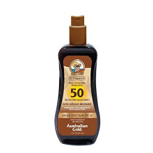 Australian Gold Spray Gel Sunscreen SPF 50 z natychmiastowym bronzerem, 8 oz – nawilżający, o szerokim spektrum ochrony UV, wodoodporny