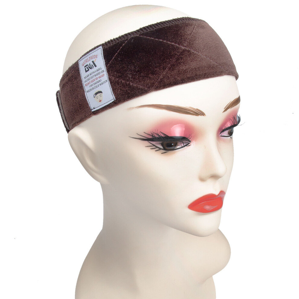 Gexworldwide Gex Beauty Flexible Velvet Wig Grip Scarf Head Hair Band Wig Band Adjustable Fastern (Dark ) Brown